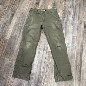 Men's Olive Green Pants CARHARTT CARGO RELAXED PANTS WORK 33x32 distressed worn